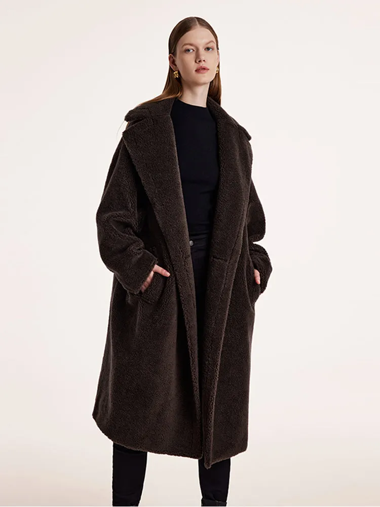 Teddy Lamb Wool Lapel Oversized Coat