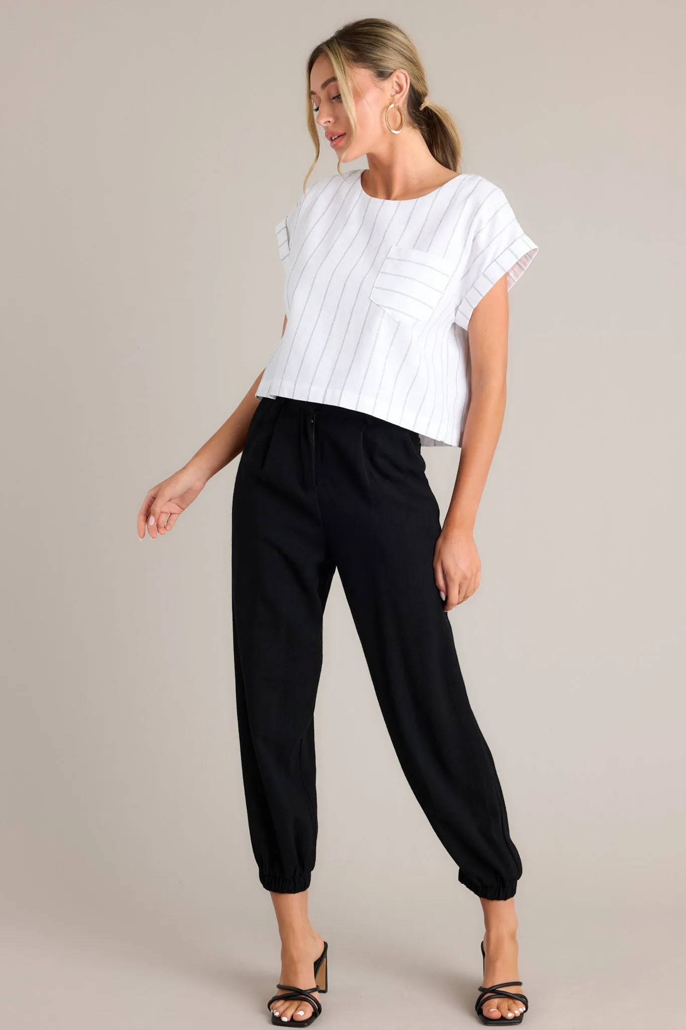 Timeless Tailoring White Pinstripe Top