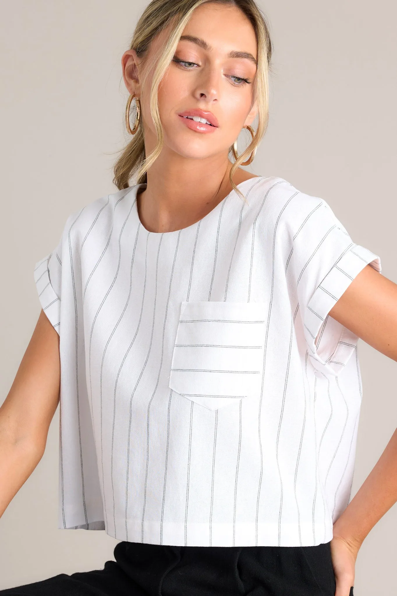 Timeless Tailoring White Pinstripe Top