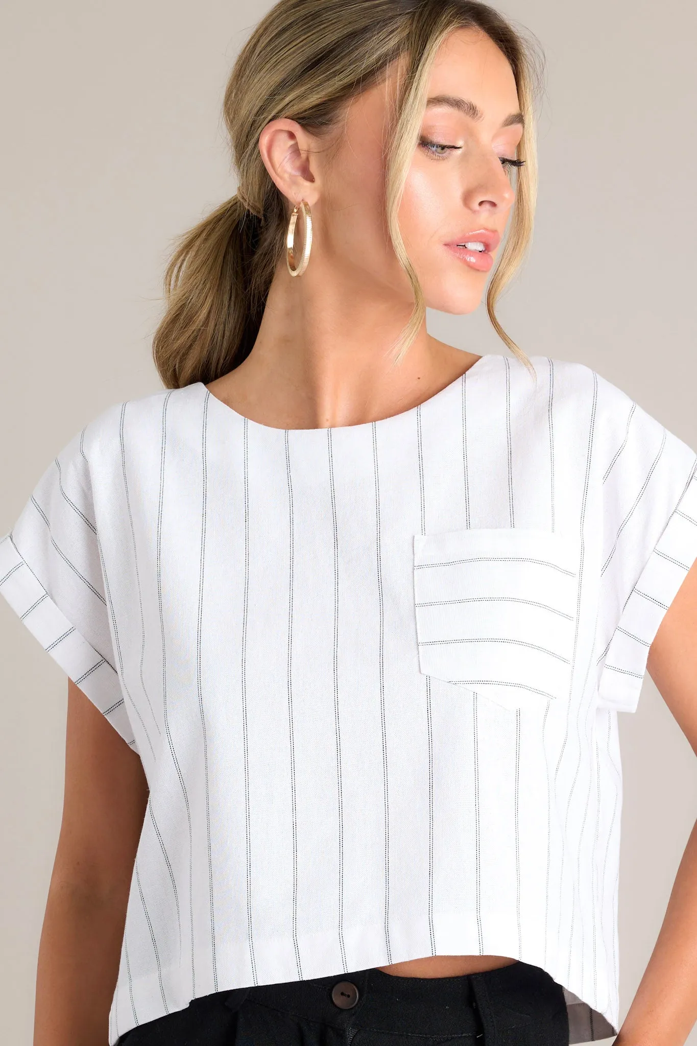 Timeless Tailoring White Pinstripe Top