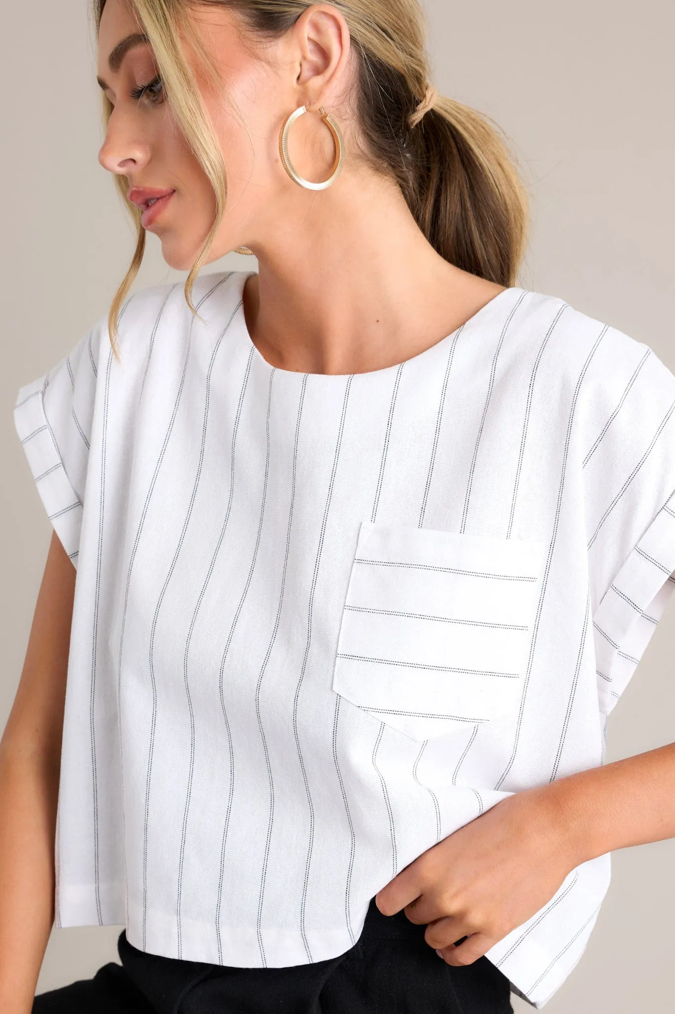 Timeless Tailoring White Pinstripe Top