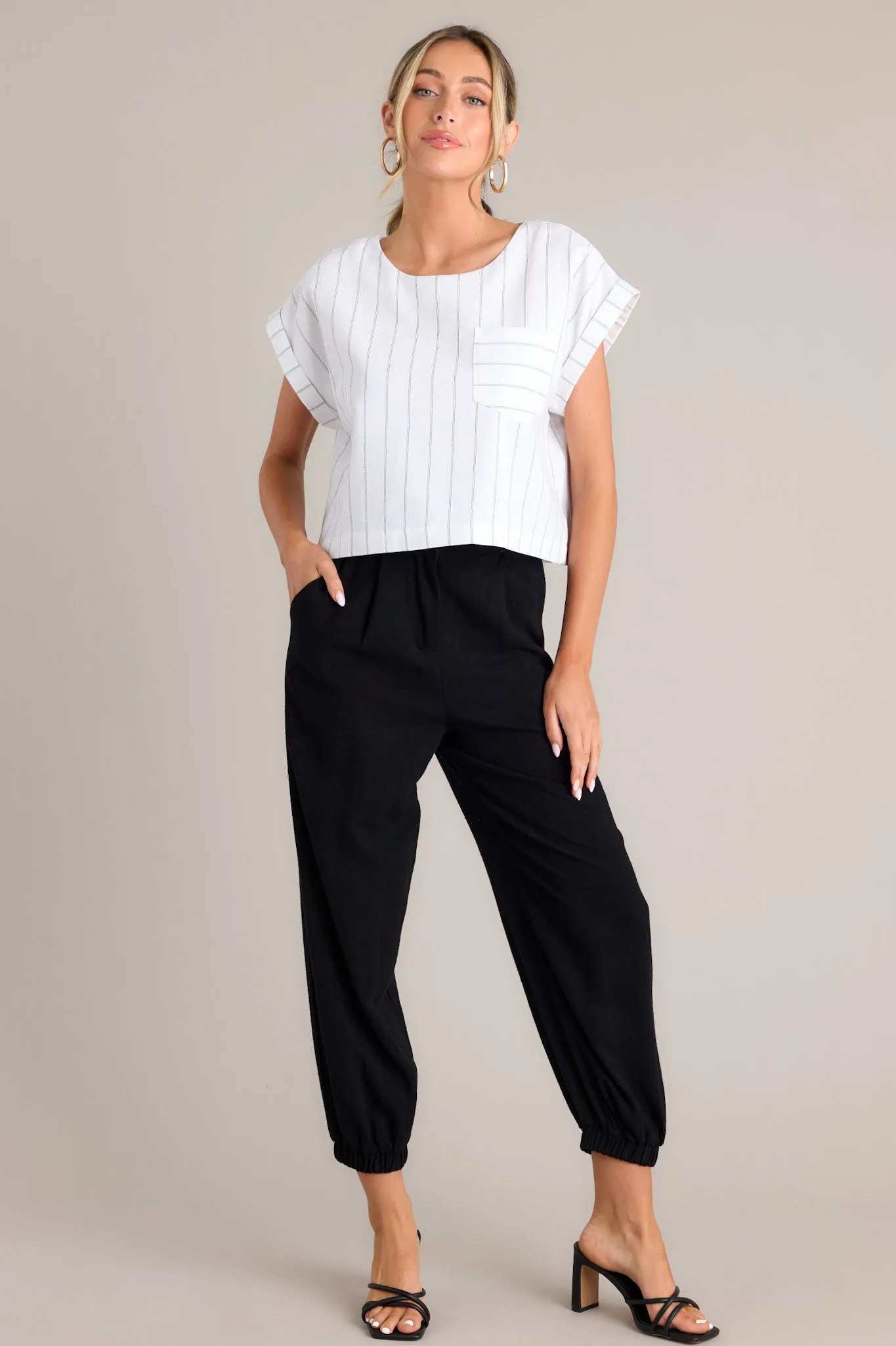 Timeless Tailoring White Pinstripe Top