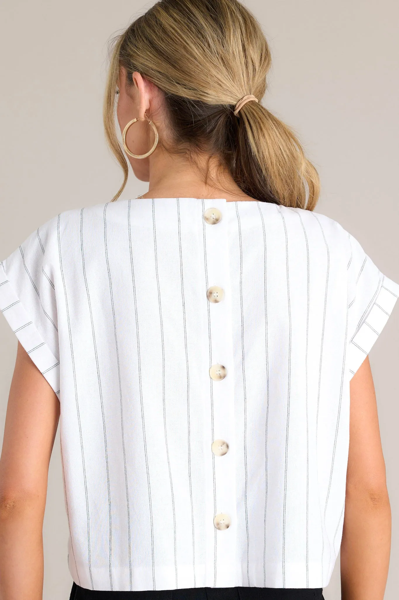 Timeless Tailoring White Pinstripe Top