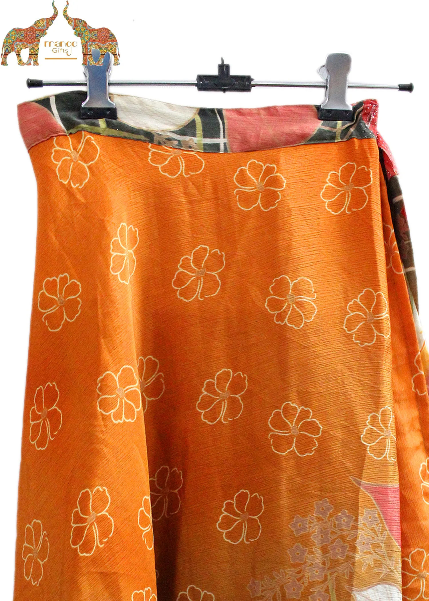 Vintage 2 Layer Silk Sari Magic Wrap Around Skirt Dress Beach Wear Sarong Skirts