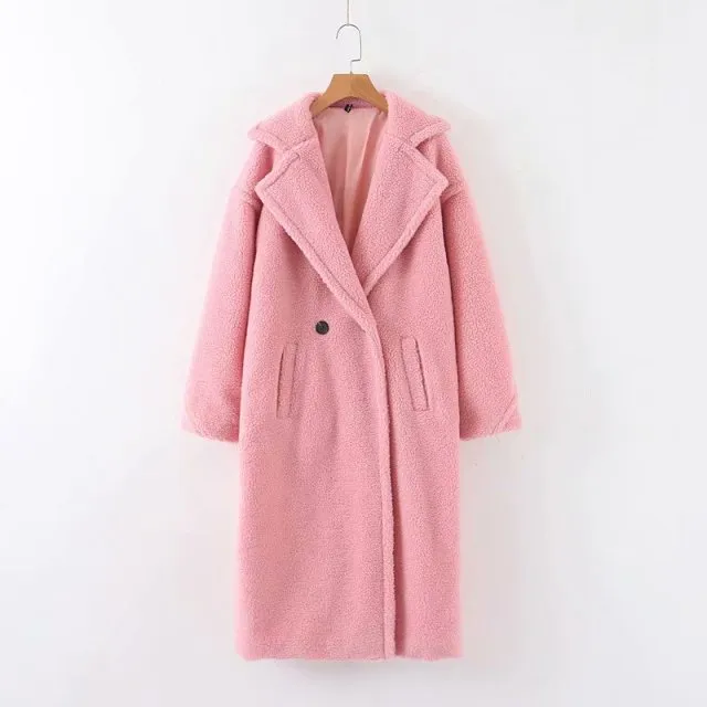 Wjczt Autumn Winter Women Loose Beige Teddy Coat Stylish Female Thick Warm Cashmere Jacket Casual Girls Streetwear