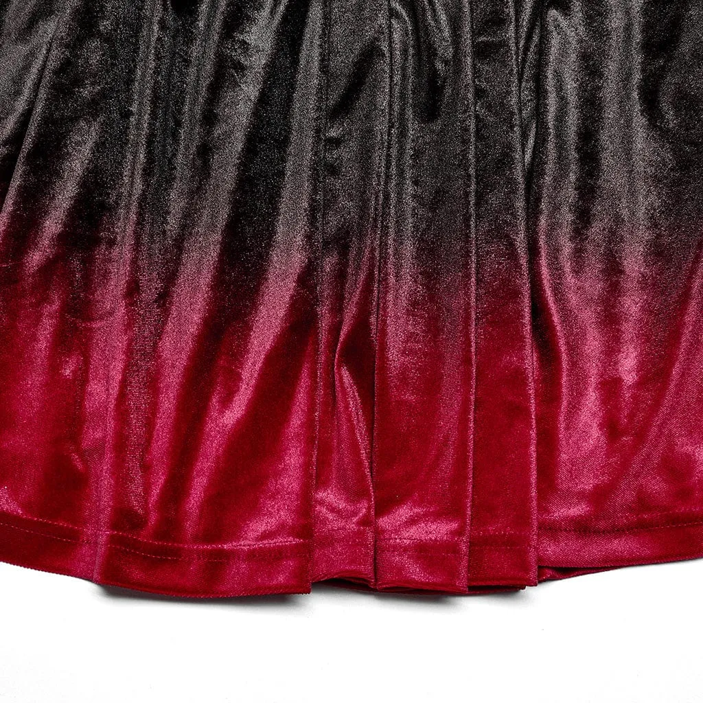 Women's Gothic Gradient Color Velvet Slip Dress