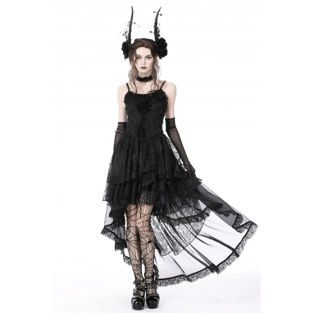 Women's Gothic Irregular Lace Layered Slip Dress