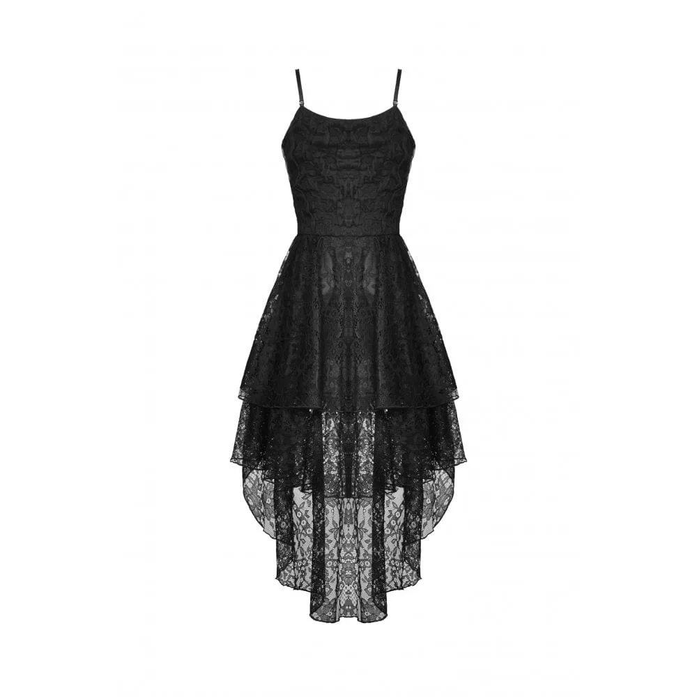 Women's Gothic Irregular Lace Layered Slip Dress