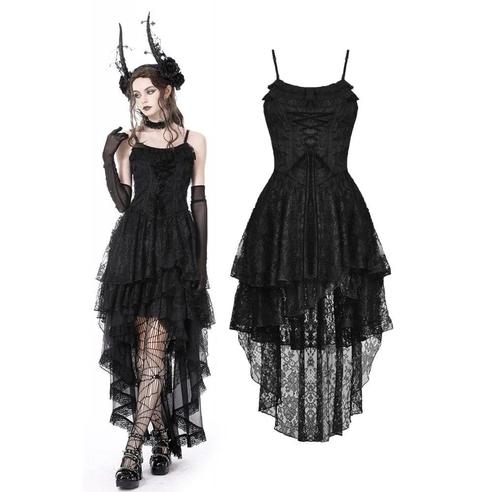 Women's Gothic Irregular Lace Layered Slip Dress