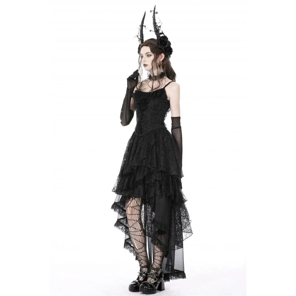 Women's Gothic Irregular Lace Layered Slip Dress