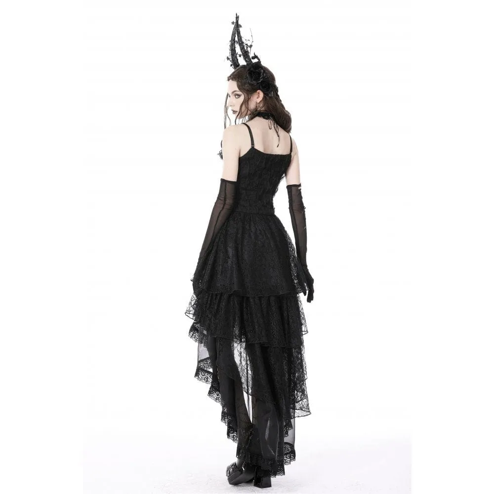 Women's Gothic Irregular Lace Layered Slip Dress