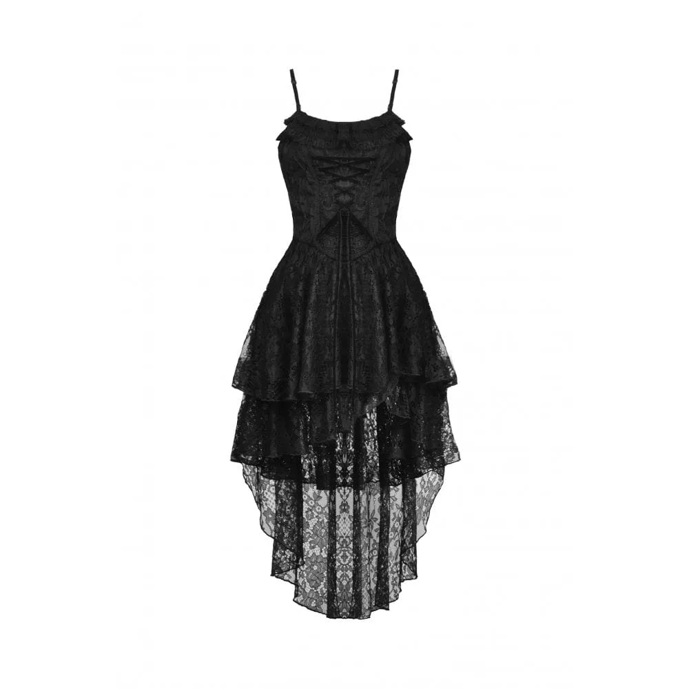 Women's Gothic Irregular Lace Layered Slip Dress