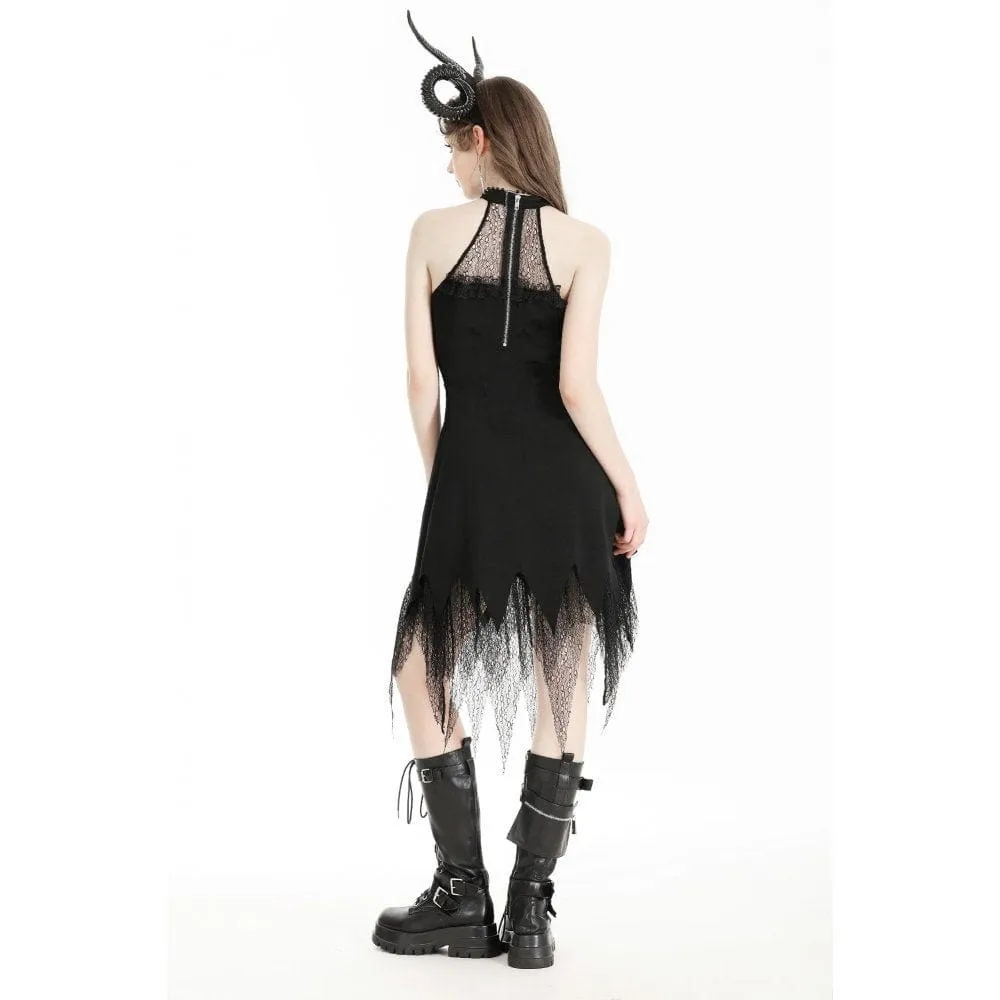 Women's Gothic Irregular Lace Splice Evening Dress