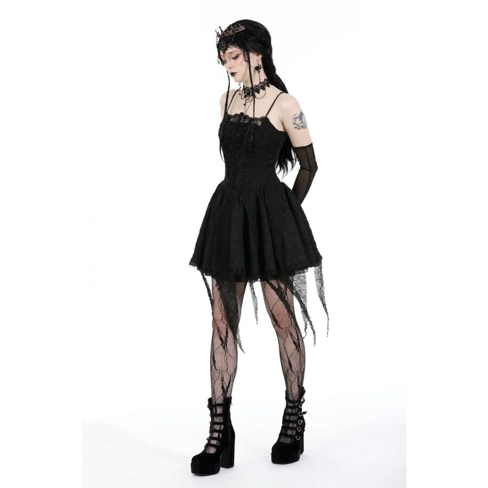 Women's Gothic Irregular Ruched Slip Dress