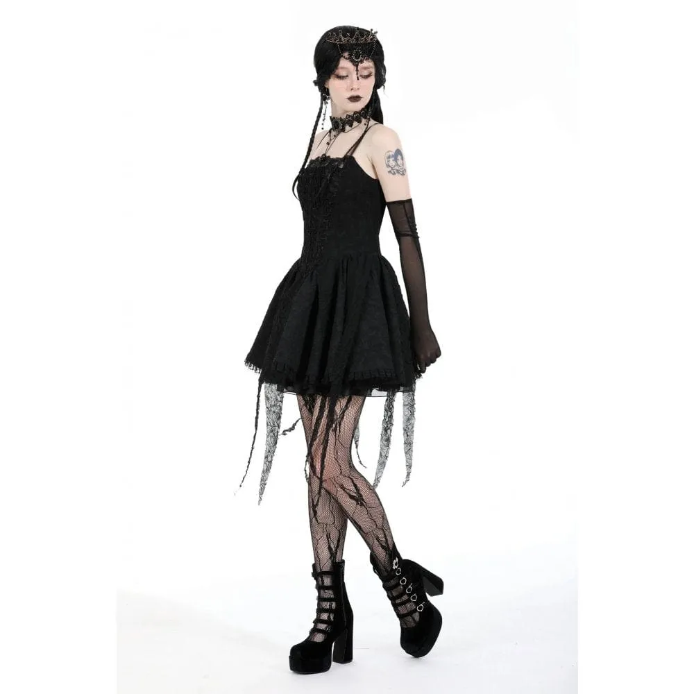 Women's Gothic Irregular Ruched Slip Dress