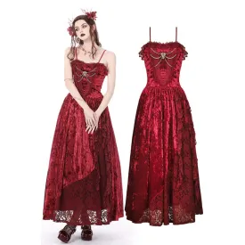 Women's Gothic Lace Splice Velvet Slip Dress