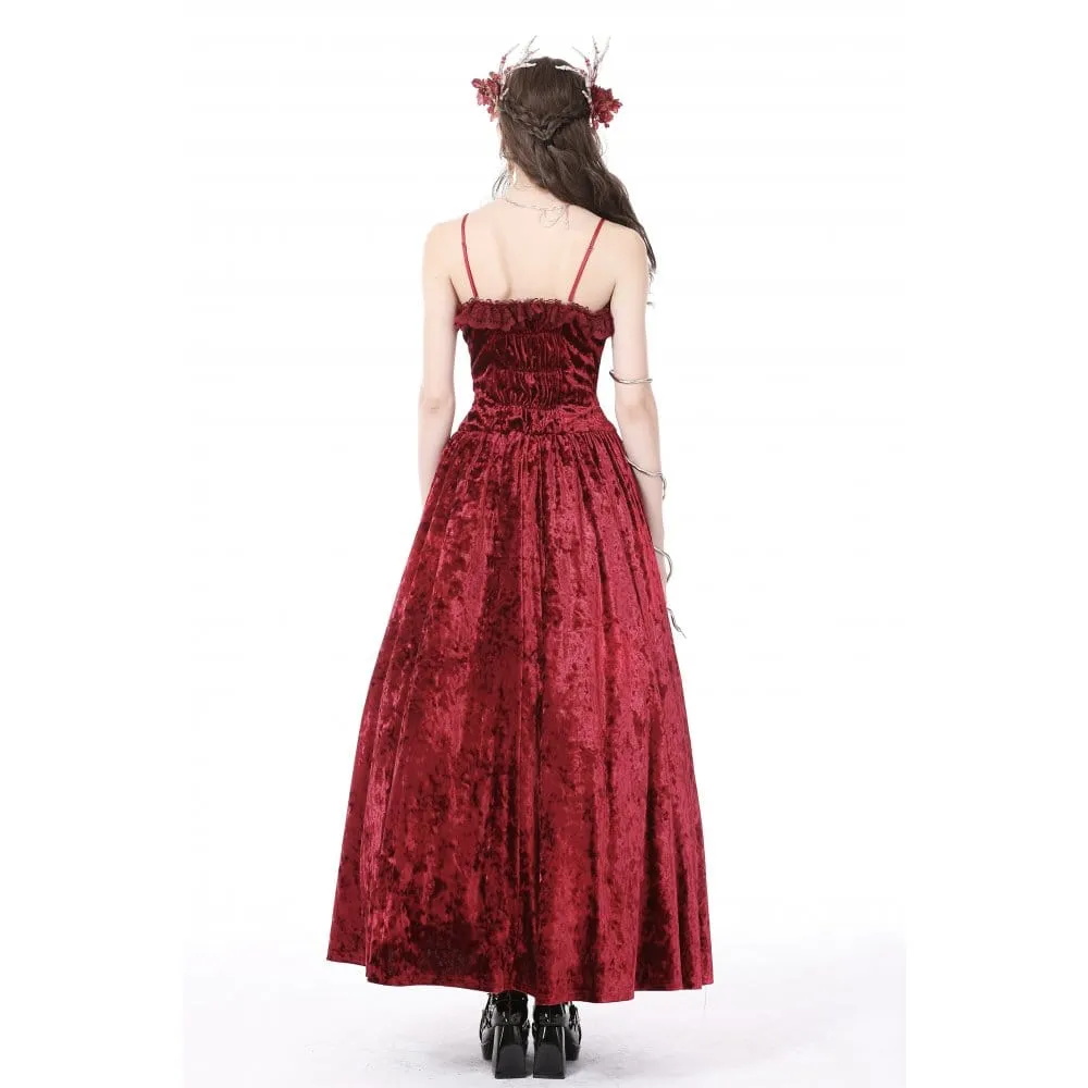 Women's Gothic Lace Splice Velvet Slip Dress