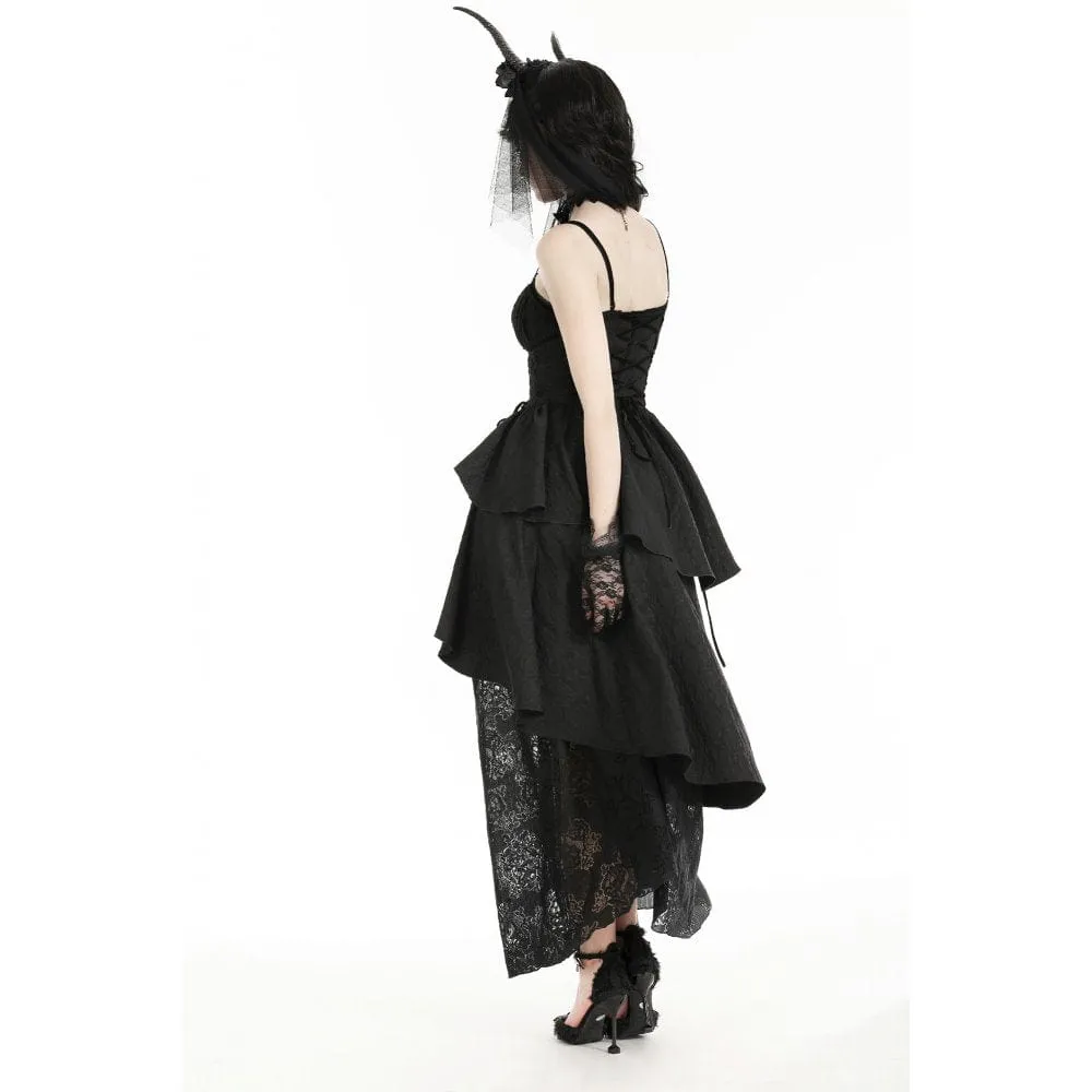 Women's Gothic Layered High/Low Gown Slip Dress Wedding Dress