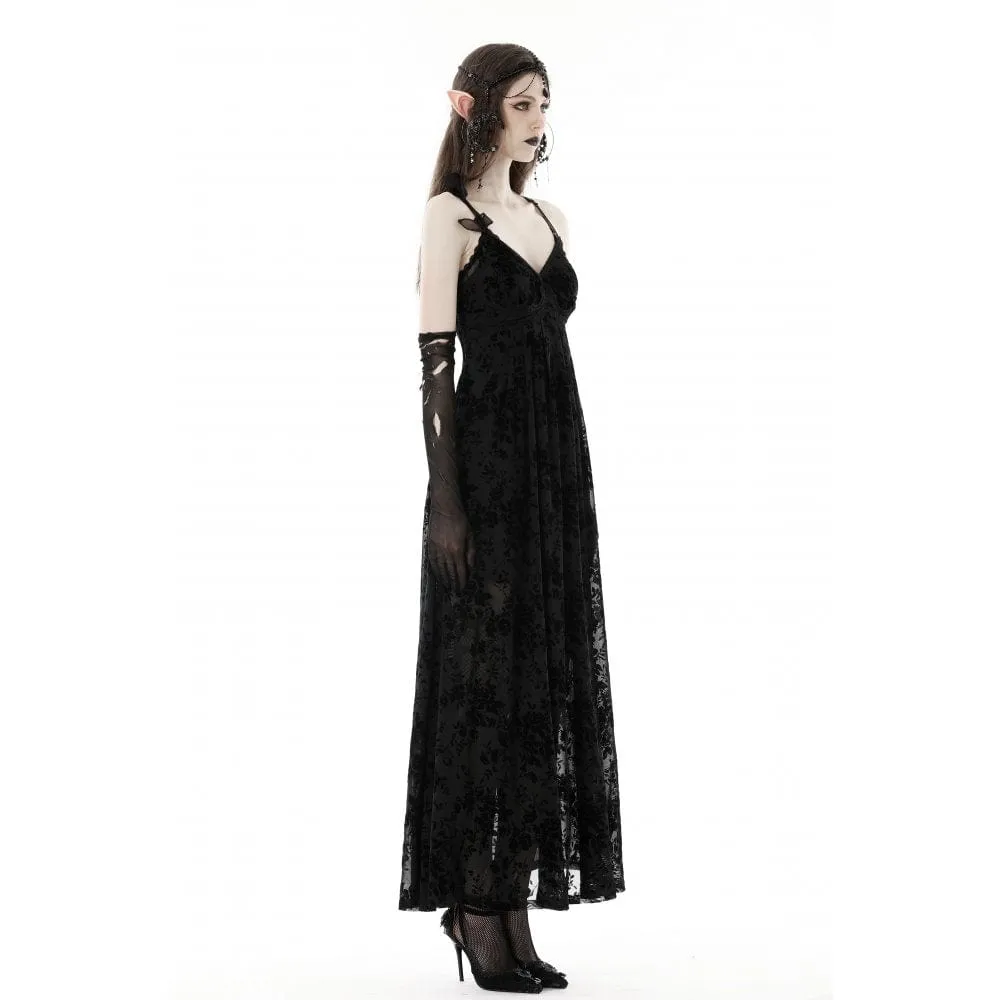 Women's Gothic Plunging Floral Slip Wedding Dress