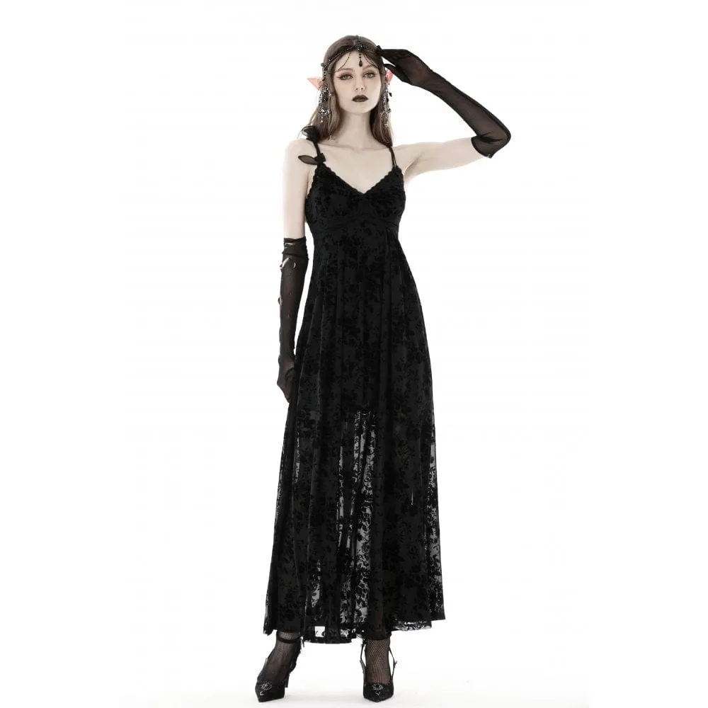 Women's Gothic Plunging Floral Slip Wedding Dress