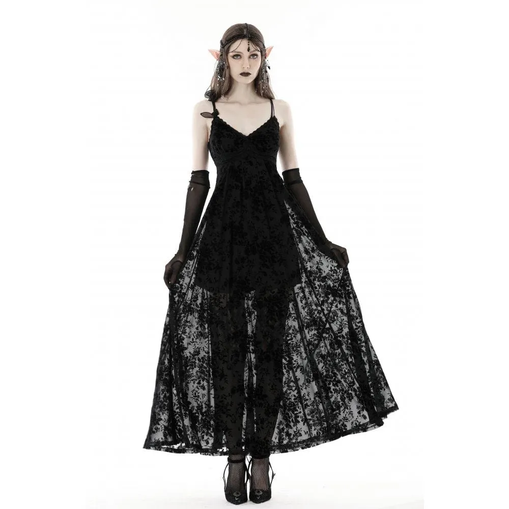 Women's Gothic Plunging Floral Slip Wedding Dress