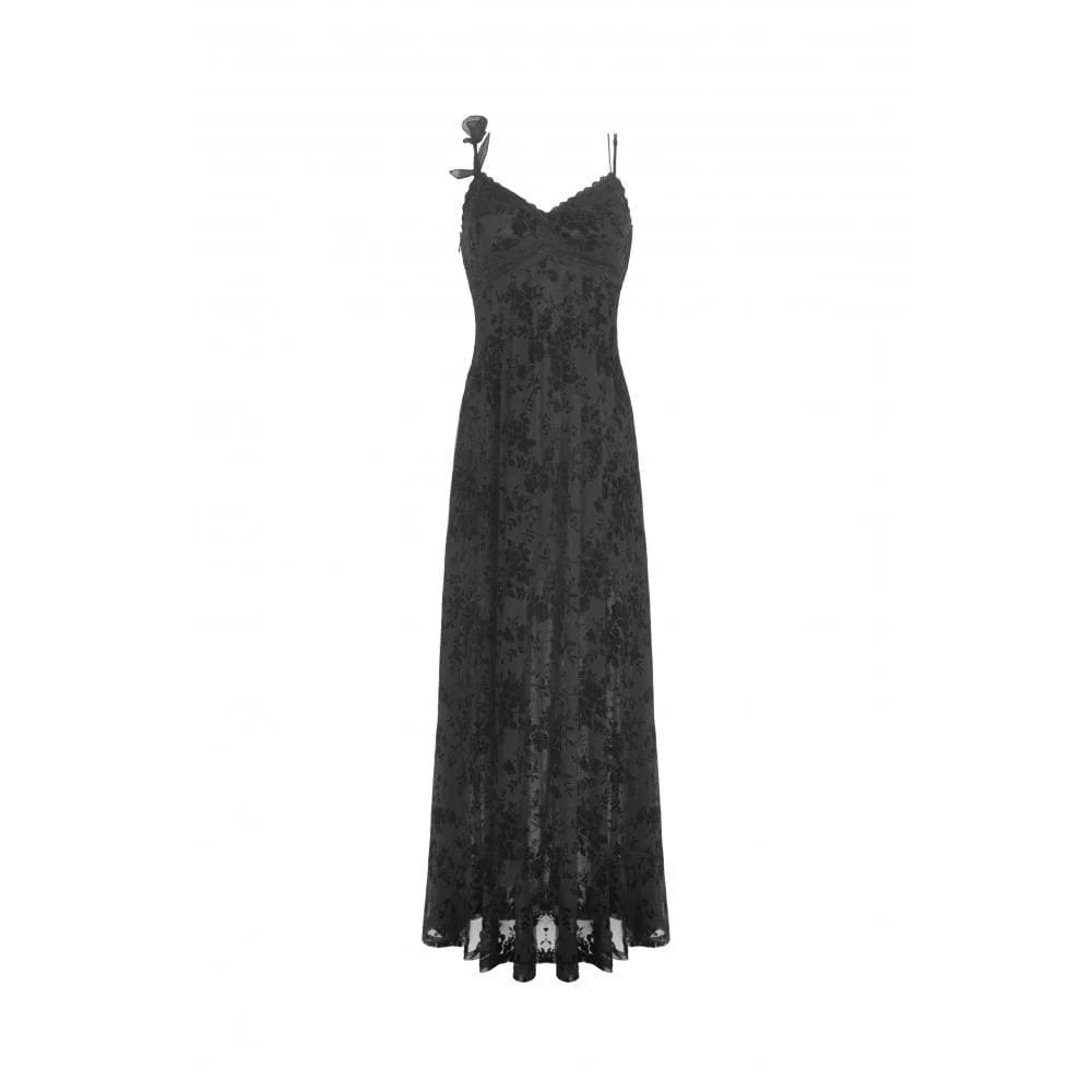 Women's Gothic Plunging Floral Slip Wedding Dress