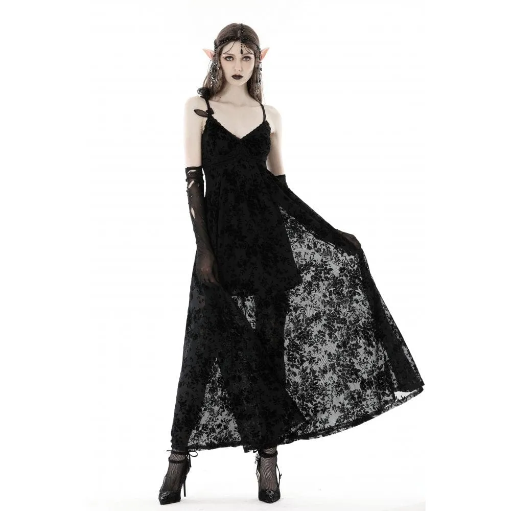 Women's Gothic Plunging Floral Slip Wedding Dress