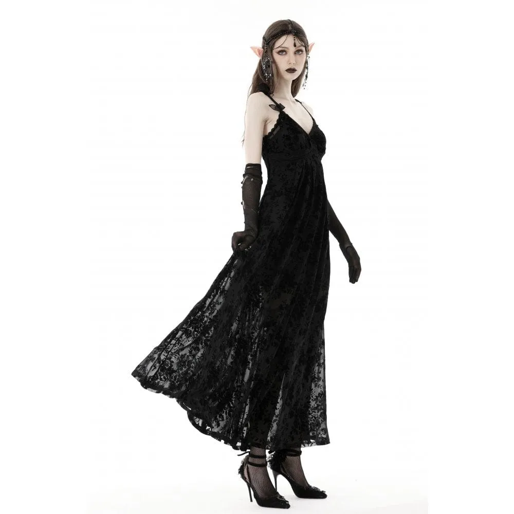 Women's Gothic Plunging Floral Slip Wedding Dress