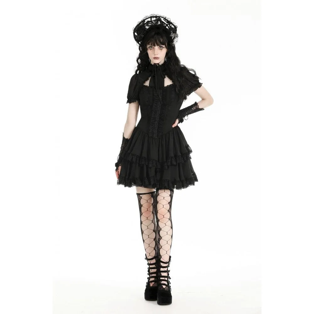 Women's Gothic Puff Sleeved Layered Grad Dress