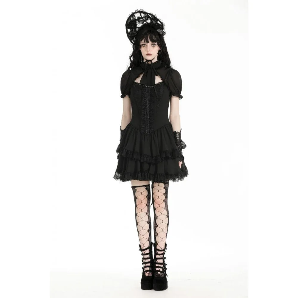 Women's Gothic Puff Sleeved Layered Grad Dress