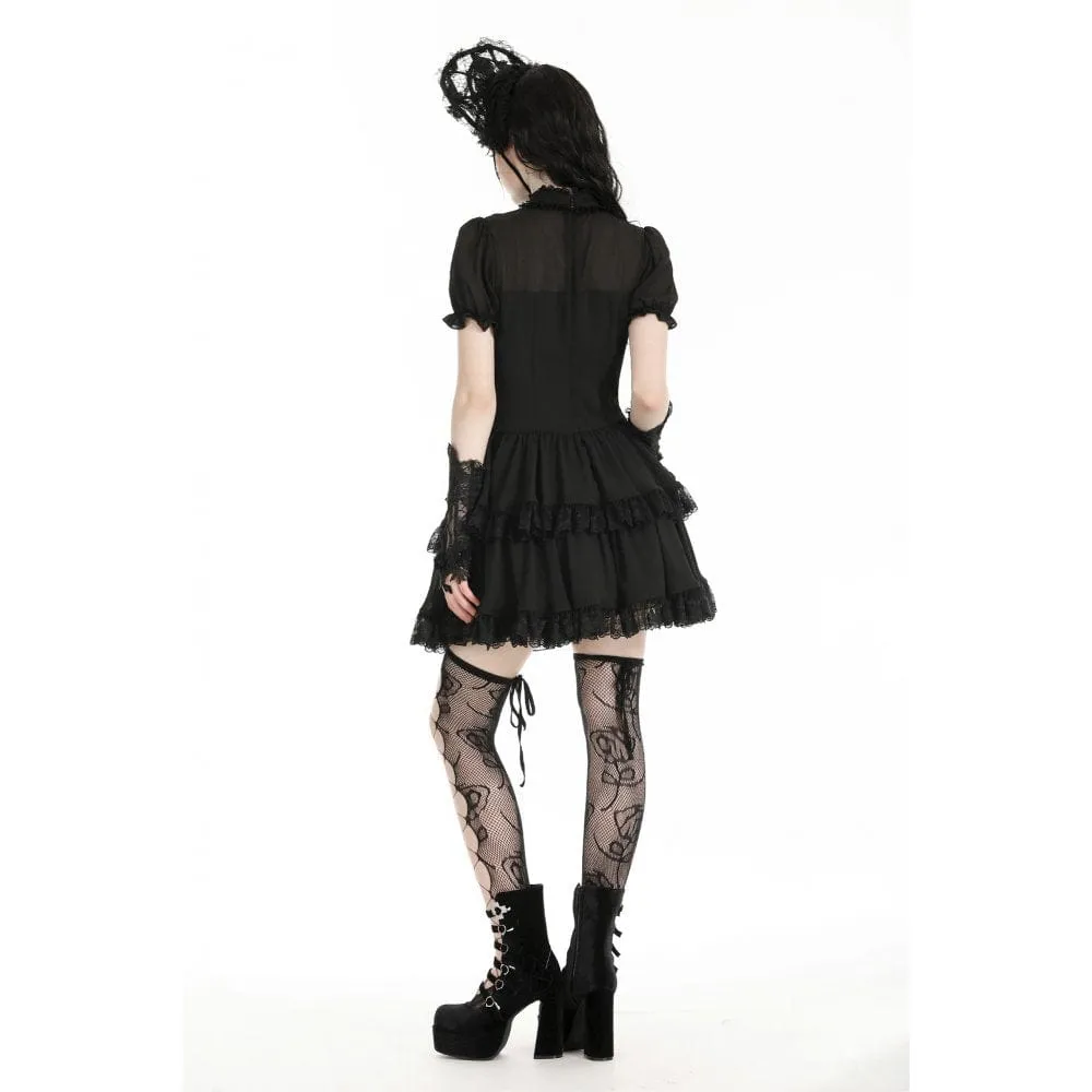 Women's Gothic Puff Sleeved Layered Grad Dress