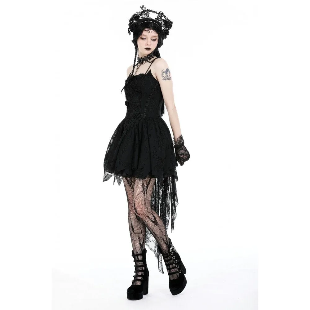 Women's Gothic Rose High-low Slip Wedding Dress