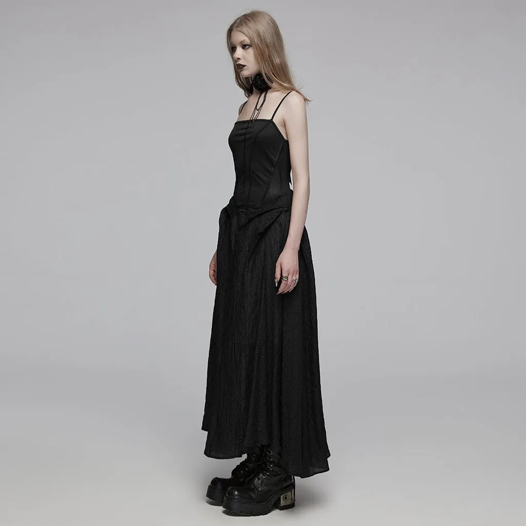 Women's Gothic Ruched  Slip Dress