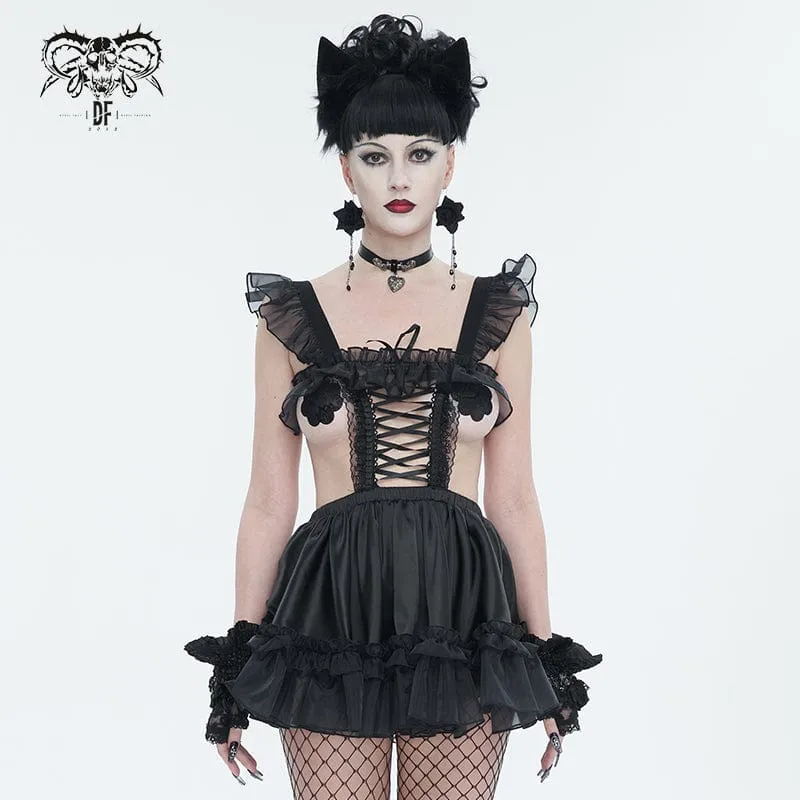 Women's Gothic Ruffled Lace Splice Dress