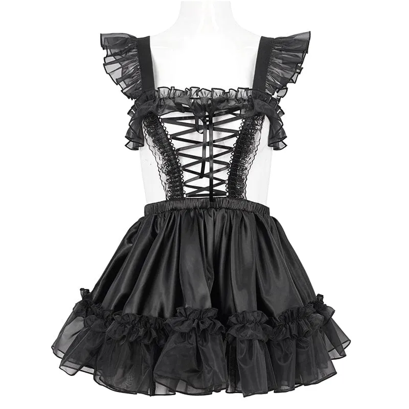 Women's Gothic Ruffled Lace Splice Dress