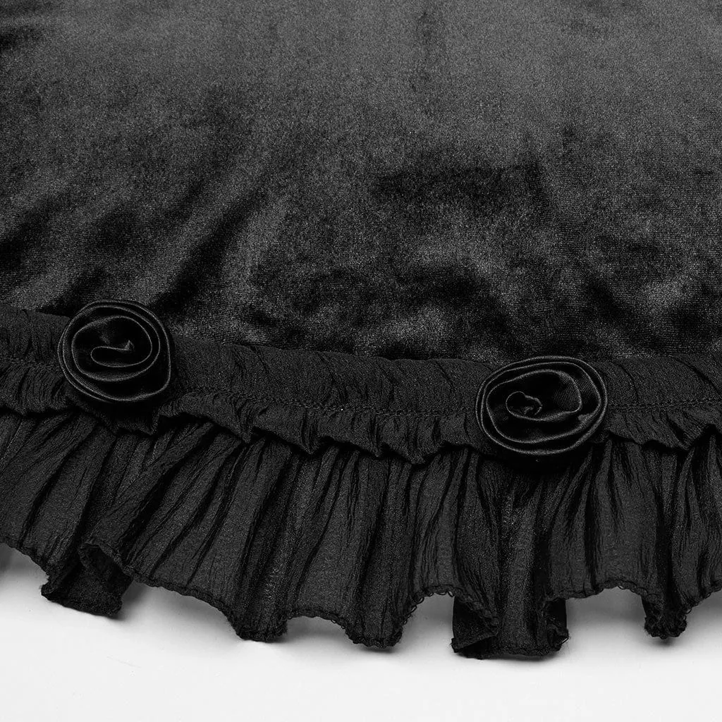 Women's Gothic Ruffled Lace Splice Gradient Velvet Slip Dress