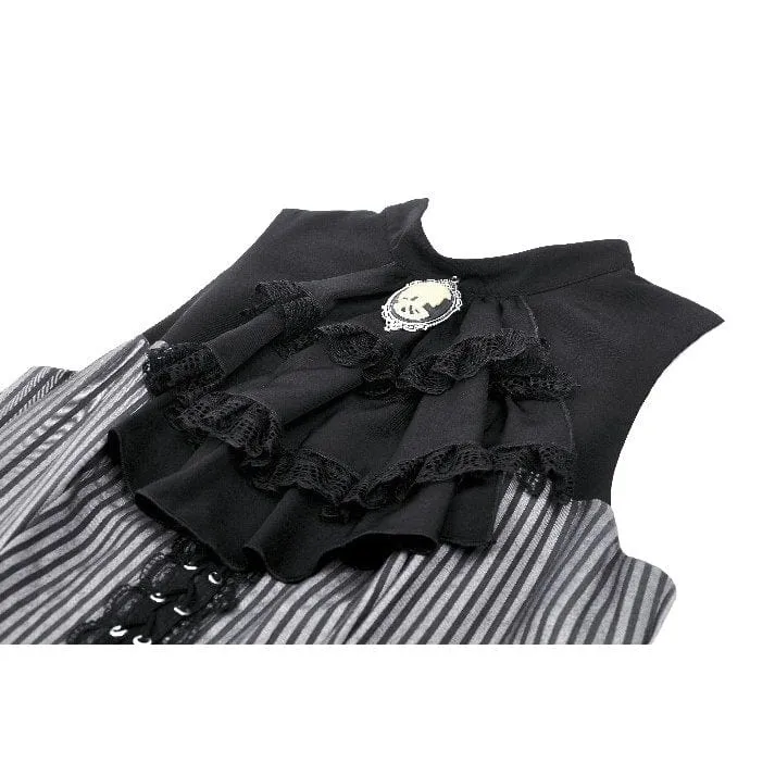 Women's Gothic Ruffled Striped Grad Dress