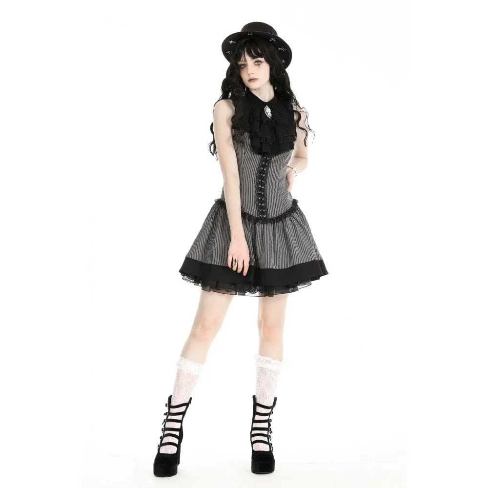 Women's Gothic Ruffled Striped Grad Dress