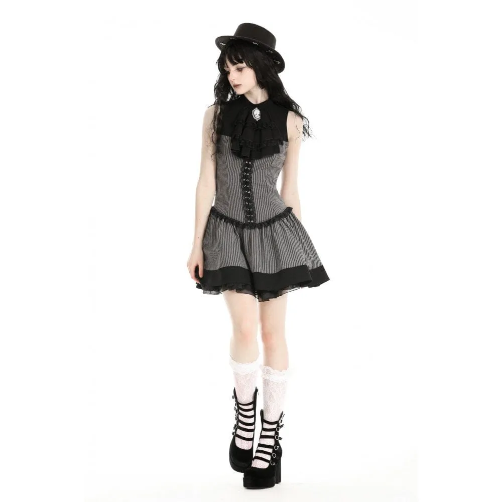 Women's Gothic Ruffled Striped Grad Dress