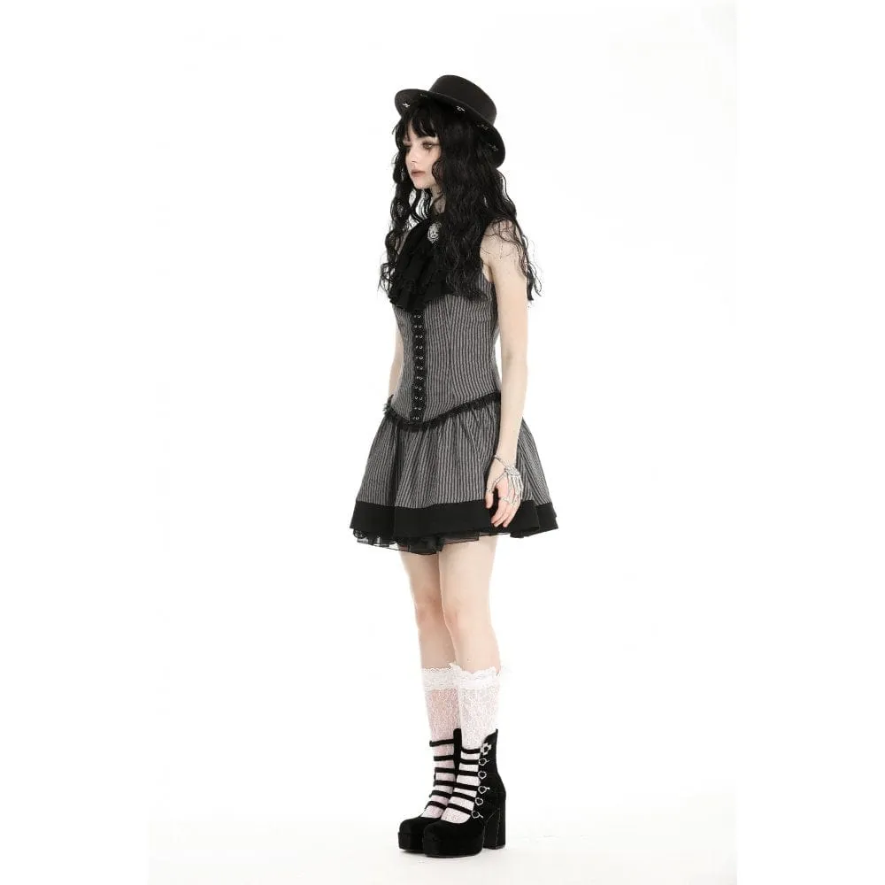 Women's Gothic Ruffled Striped Grad Dress