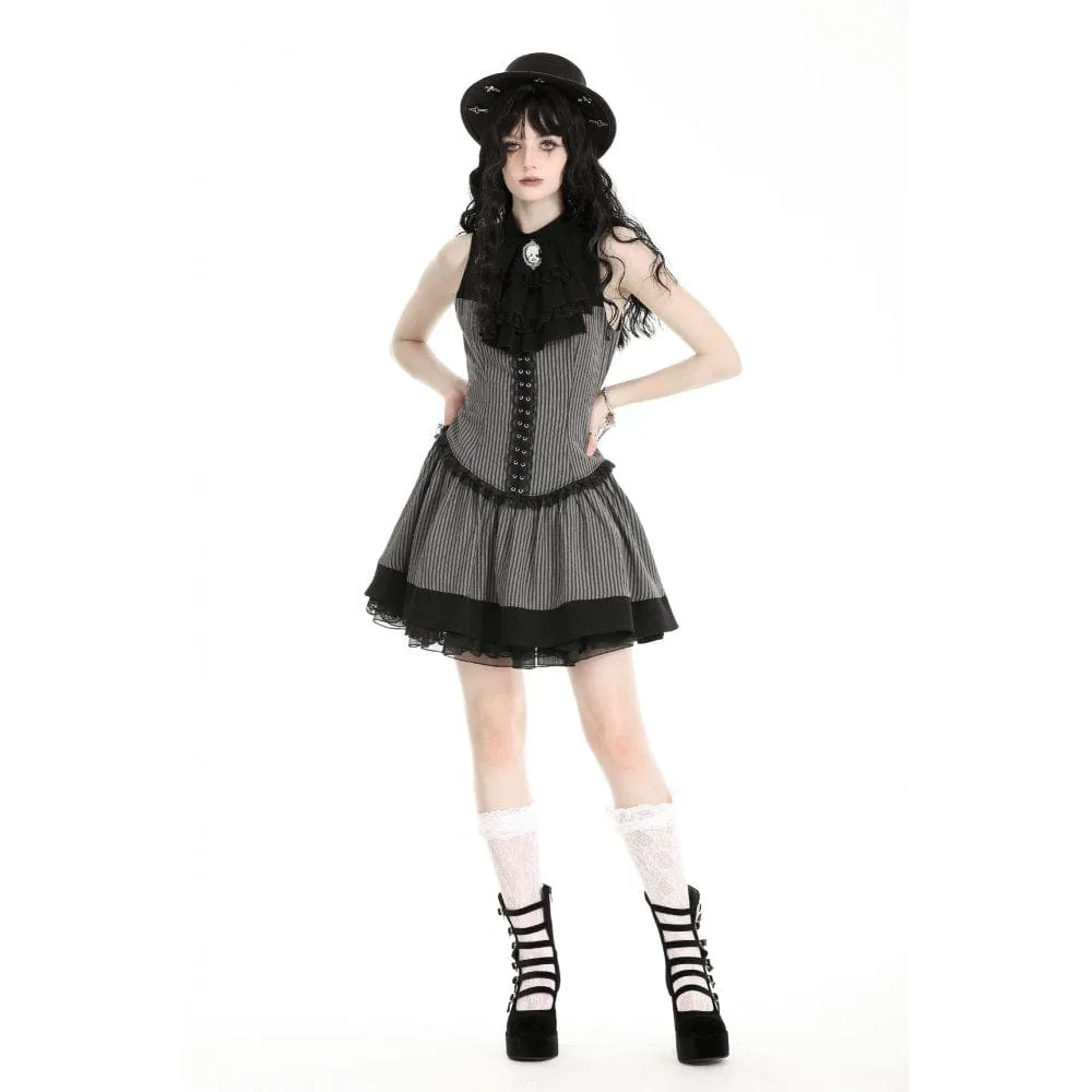 Women's Gothic Ruffled Striped Grad Dress