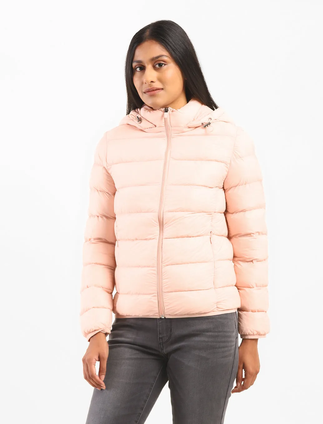 Women's Solid Hooded Quilted Jacket